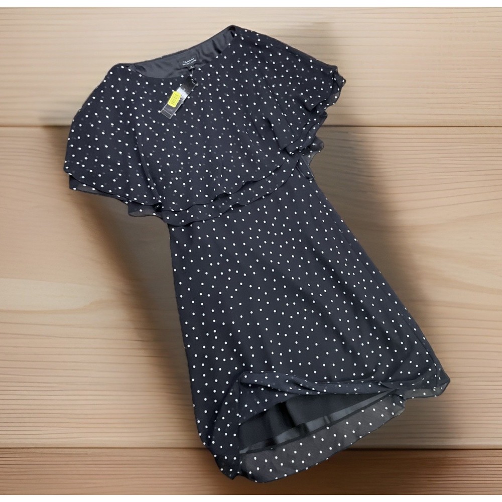 Tahari Arthur S Levine Dress Polka Dot Black White Cocktail Women Sz 6 NWT $128